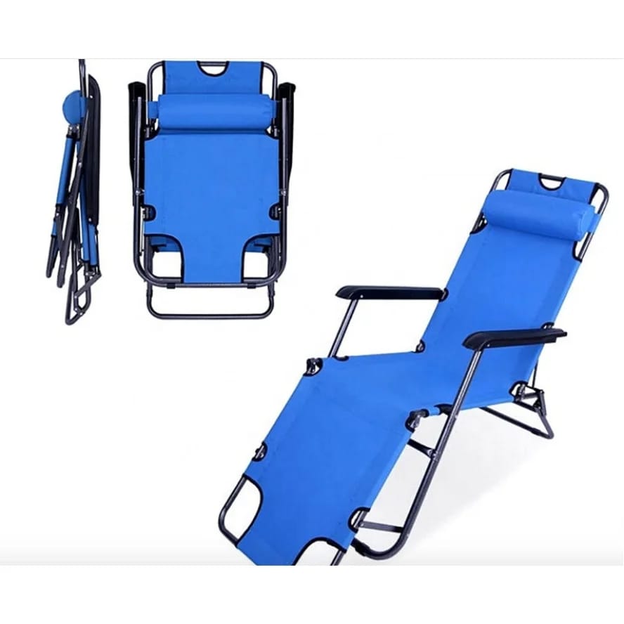 Reclinable Folding Camping Chair with Armrests β Lightweight, Portable Outdoor Chair for Adults (Blue)