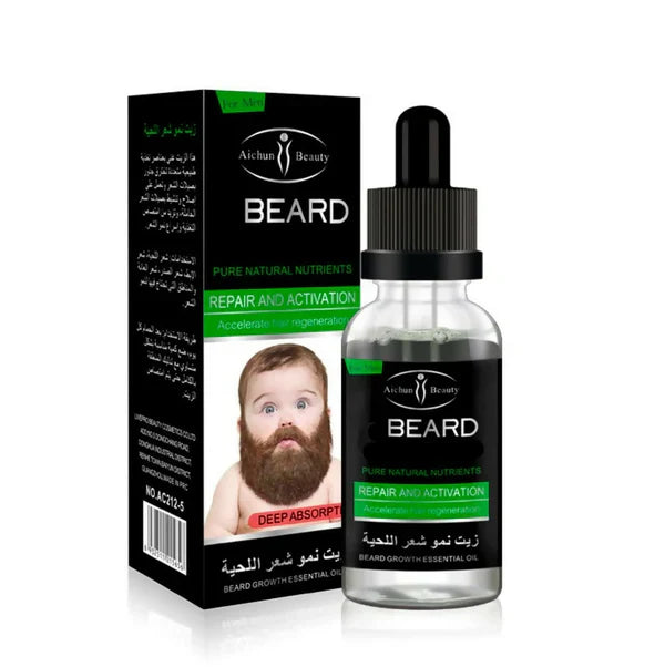 Aichun Beauty Beard Growth Oil – Fast Hair Growth Formula for Fuller Beards & Patches (30ml)