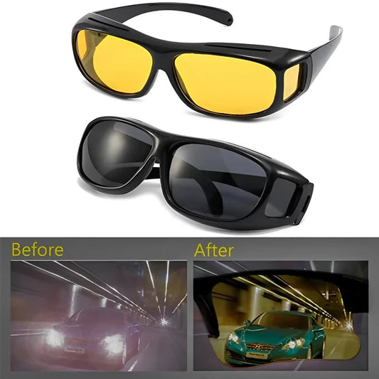 2-in-1 HD Night Vision & Daytime Driving Glasses – Anti-Glare UV Protection for Safer Driving in All Conditions