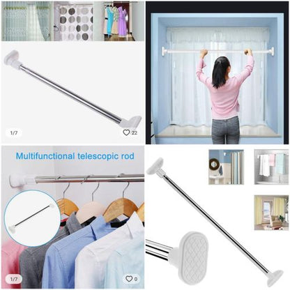 Multipurpose Extendable Telescopic Rod Adjustable 140-260cm for Shower Curtains, Clothing, DIY Wardrobe & Hanger Rail – Durable Stainless Steel Tension Rod for Home and Bathroom Use