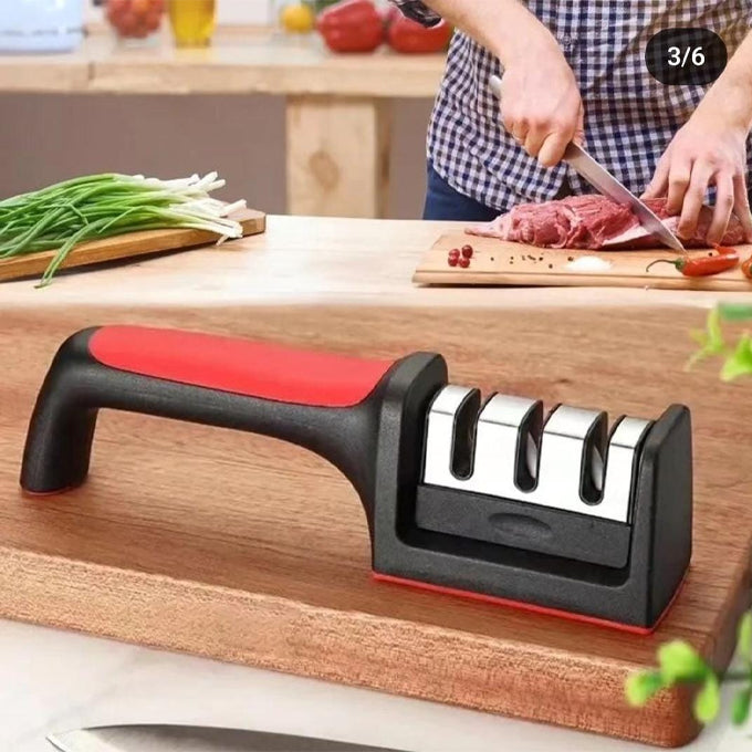 Knife Sharpener 3-Stage Manual Knife Sharpening Tool Portable Kitchen Professional Knife Sharpener