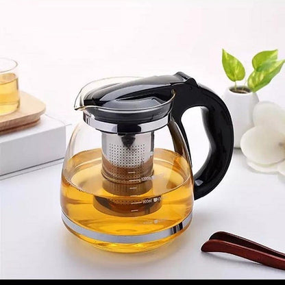 High temperature resistant borosilicate glass infusion tea pot with Stainless steel strainer