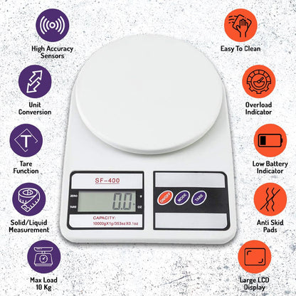 Digital Kitchen Weighing Machine Multipurpose Electronic Weight Scale with Backlit LCD Display for Measuring Food