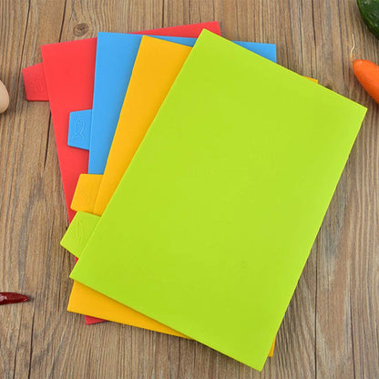 Multifunctional 4-color cutting board-(4 piece set) with storage shelf.