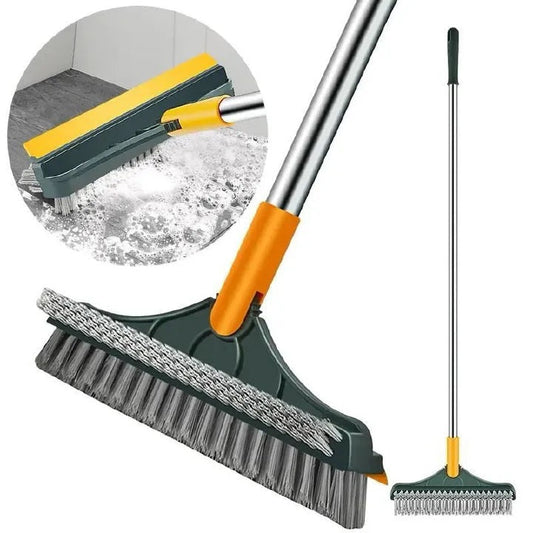 2 in 1 Adjustable V-Shape Cleaning Brush Floor Scrub Magic Broom With Long Handle and Squeegee Bathroom