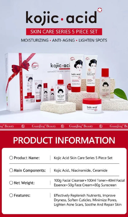 GuanJing Beauty Kojic Acid Skin Care Series 5 Piece Set