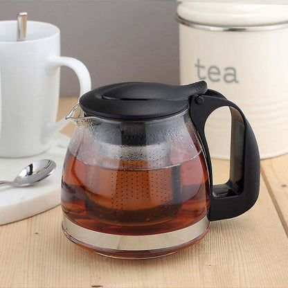 High temperature resistant borosilicate glass infusion tea pot with Stainless steel strainer