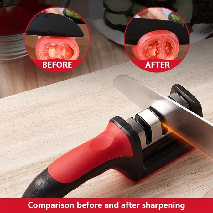 Knife Sharpener 3-Stage Manual Knife Sharpening Tool Portable Kitchen Professional Knife Sharpener