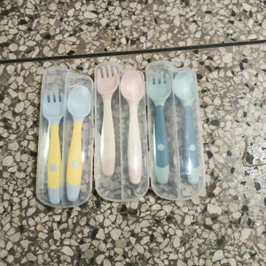 2-Piece Baby Bendable Silicone Spoon and Fork Set