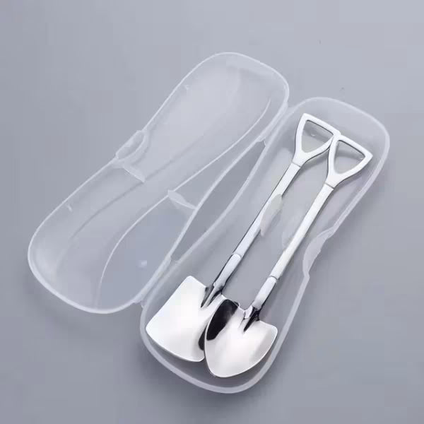 2pc Spade Shaped Dessert Spoon Set