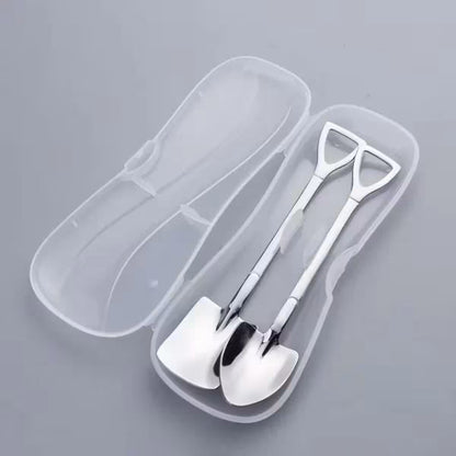 2pc Spade Shaped Dessert Spoon Set