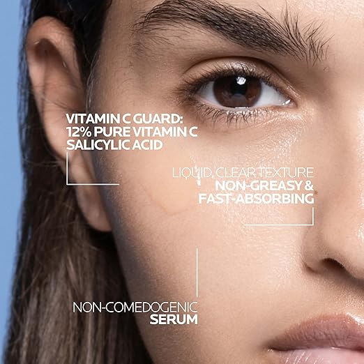 La Roche-Posay Pure 12% Vitamin C Serum For Face With Hyaluronic Acid & Salicylic Acid, Hydrating Face Serum, Boost Radiance & Reduce Wrinkles, 2 Formulas for Normal or Oily Skin Control