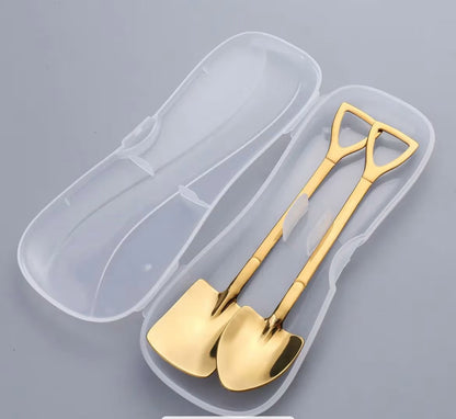 2pc Spade Shaped Dessert Spoon Set