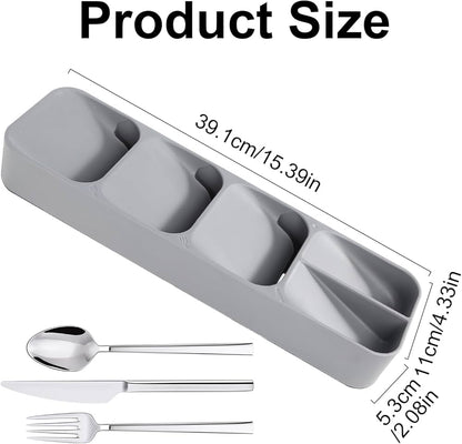 5-Slot Compact Cutlery Organizer – Space-Saving Drawer Tray for Knives, Forks & Spoons (Grey)