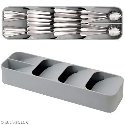 5-Slot Compact Cutlery Organizer – Space-Saving Drawer Tray for Knives, Forks & Spoons (Grey)
