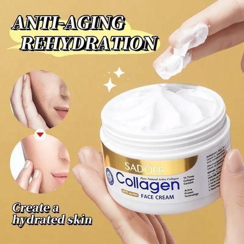 Sadoer Collagen Whitening Face Cream – Hydrating, Anti-Aging & Skin Brightening Moisturizer (Organic, 50g)