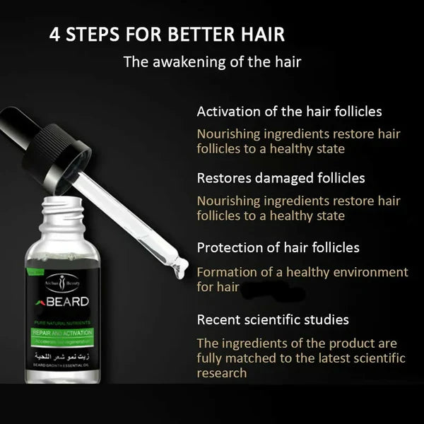 Aichun Beauty Beard Growth Oil – Fast Hair Growth Formula for Fuller Beards & Patches (30ml)