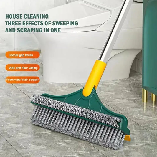 2 in 1 Adjustable V-Shape Cleaning Brush Floor Scrub Magic Broom With Long Handle and Squeegee Bathroom