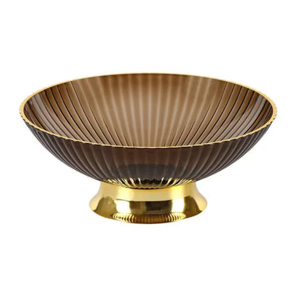 Brown & Gold Fruit Bowl with Drain Base