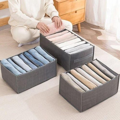 7-Grid Thickened Clothes Organizer – Foldable Wardrobe Storage Box for Jeans, Pants & Closet Organization