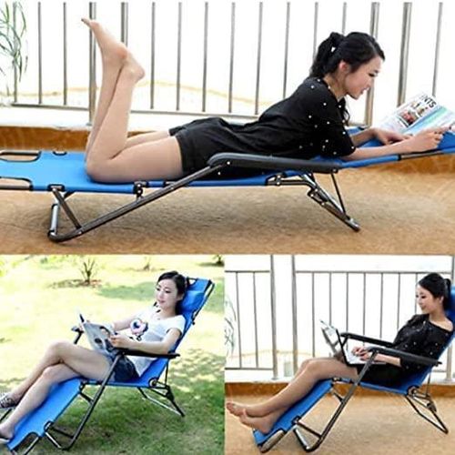 Reclinable Folding Camping Chair with Armrests – Lightweight, Portable Outdoor Chair for Adults (Blue)