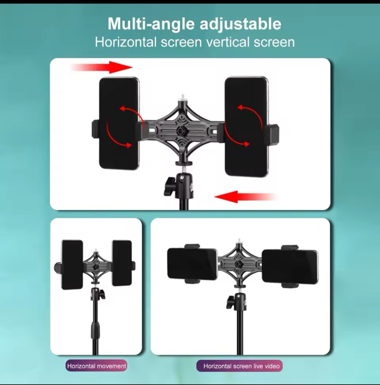 Ring light with Universal Dual Position Mobile phone Clip Mini Metal Desktop Multi-function Tripod Bracket Holder for Live Bracket