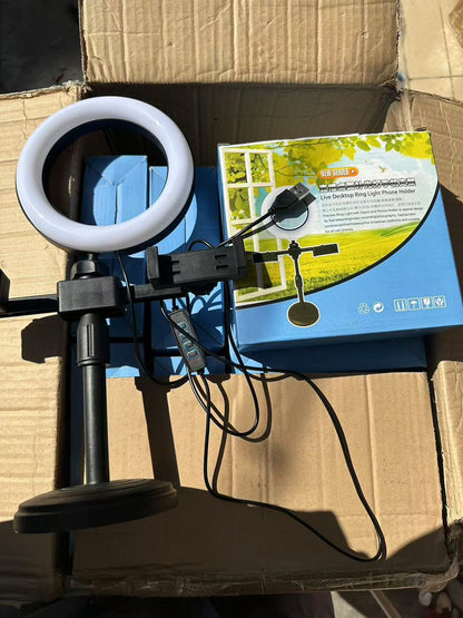 Ring light with Universal Dual Position Mobile phone Clip Mini Metal Desktop Multi-function Tripod Bracket Holder for Live Bracket