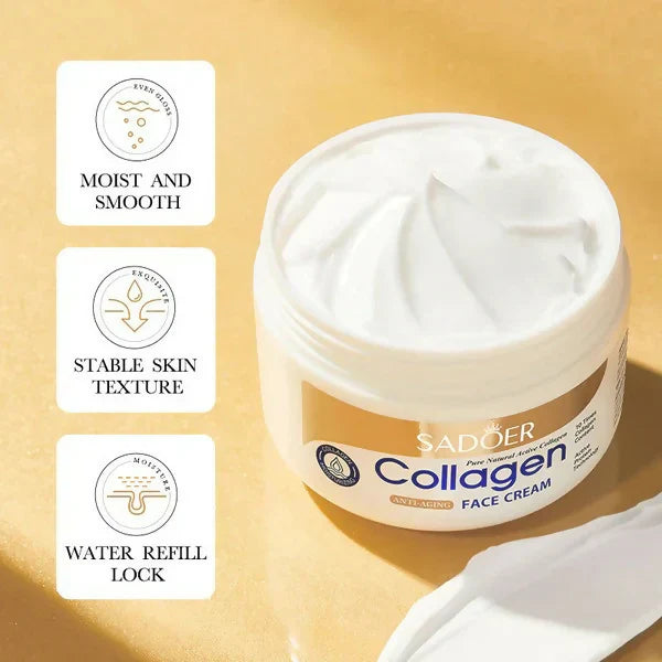 Sadoer Collagen Whitening Face Cream – Hydrating, Anti-Aging & Skin Brightening Moisturizer (Organic, 50g)