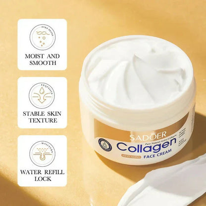 Sadoer Collagen Whitening Face Cream – Hydrating, Anti-Aging & Skin Brightening Moisturizer (Organic, 50g)